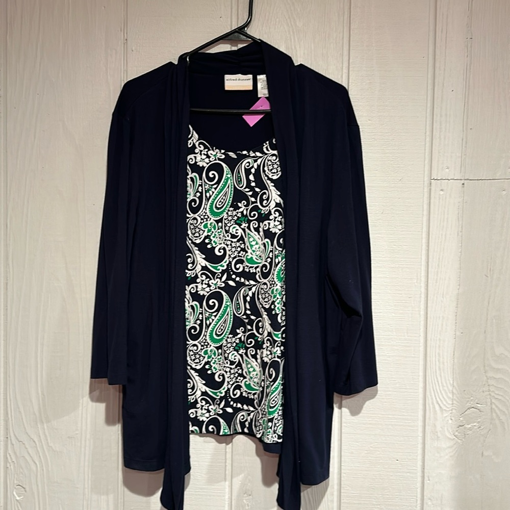 Alfred Dunner Paisley Print Blouse with Attached Cardigan